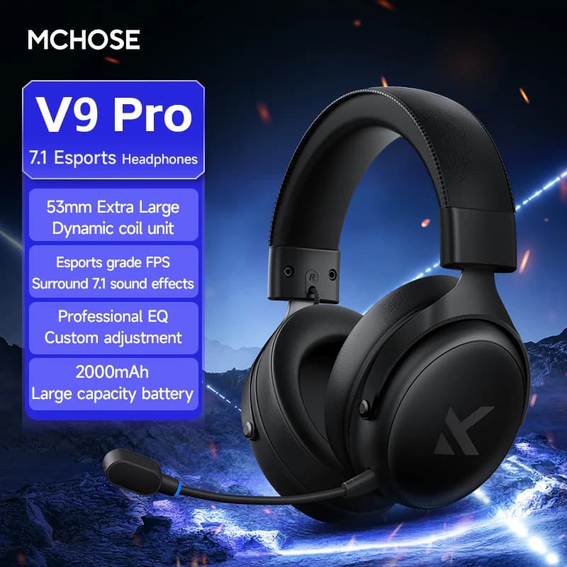 Fone de ouvido MCHOSE V9 Pro 2 com microfone, três modos, Bluetooth, sem fio, para computador, PC, gamer, acessórios, V9 Pro MCHOSE