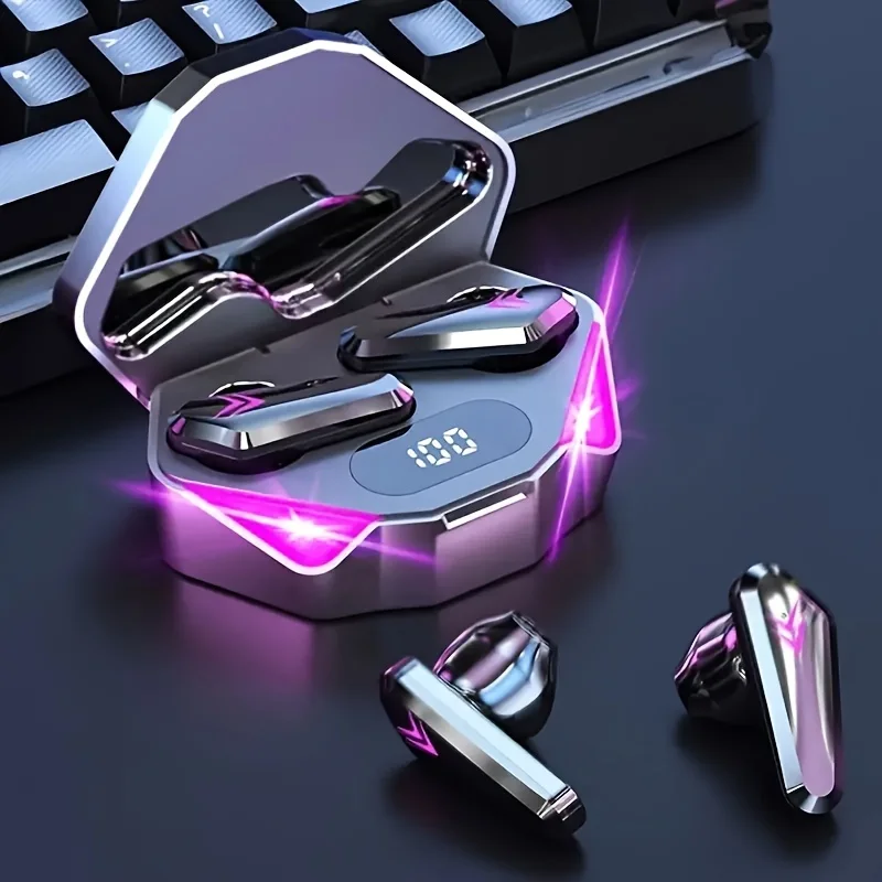 X15 tws sem fio bluetooth fone de ouvido display led gamer fones com microfone sem fio com cancelamento ruído bluetooth