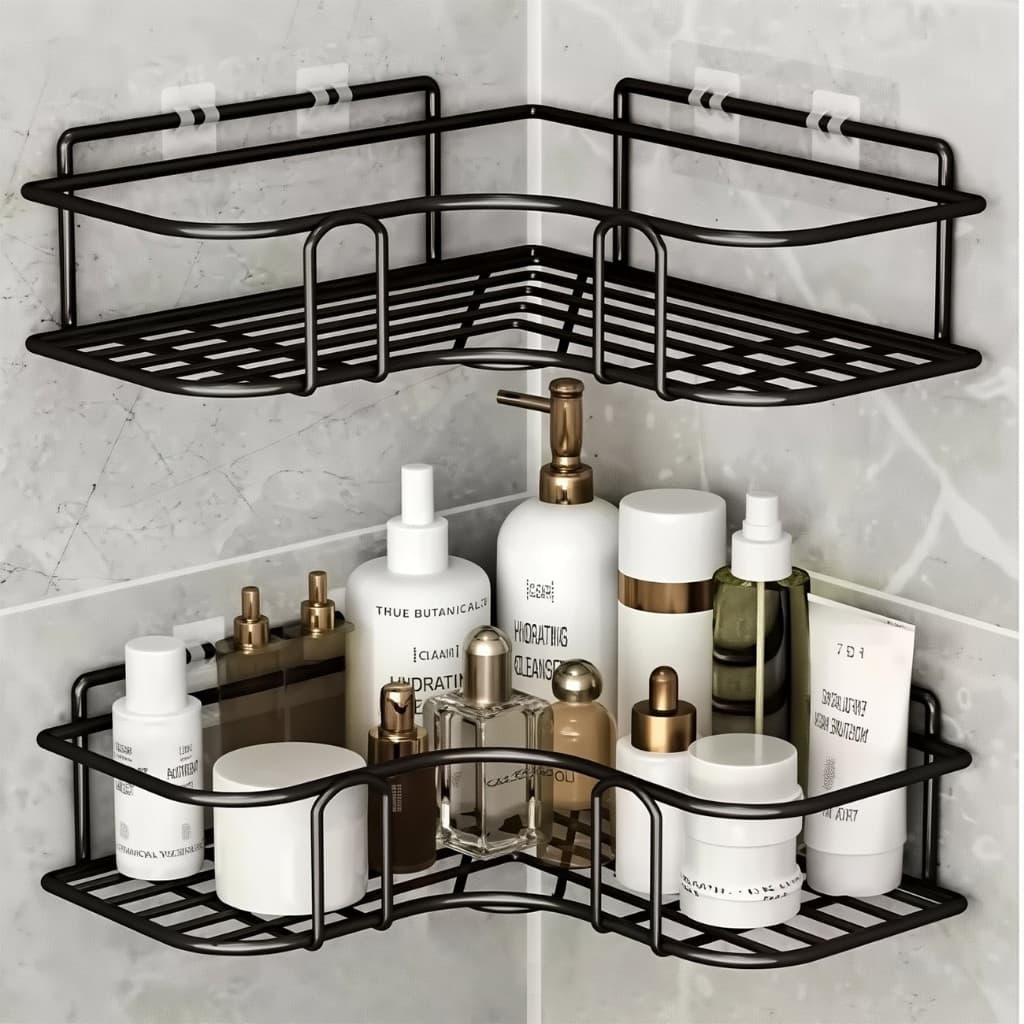 Suporte Organizador De Metal Rack De Parede Banheiro Cozinha Prateleiras Porta Shampoo