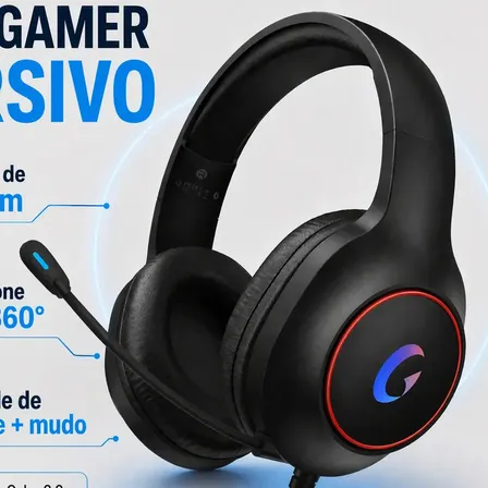 Headset Gamer OFVI C72P com Microfone Flexível e Luz LED para Xbox e PlayStation
