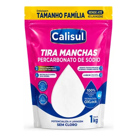 Percarbonato De Sódio 100% Tira Manchas Calisul - Roupas Brancas E Coloridas 1kg