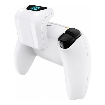 Carregador Para Controle Ps5 Com Visor Led E Bateria Recarregável Branco 5v