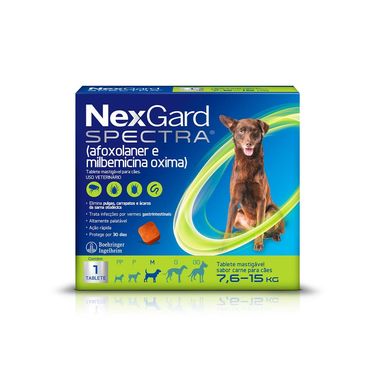 NexGard Spectra Antipulgas e Vermífugo para Cães de 7,6 a 15 kg - 1 Tablete Mastigável