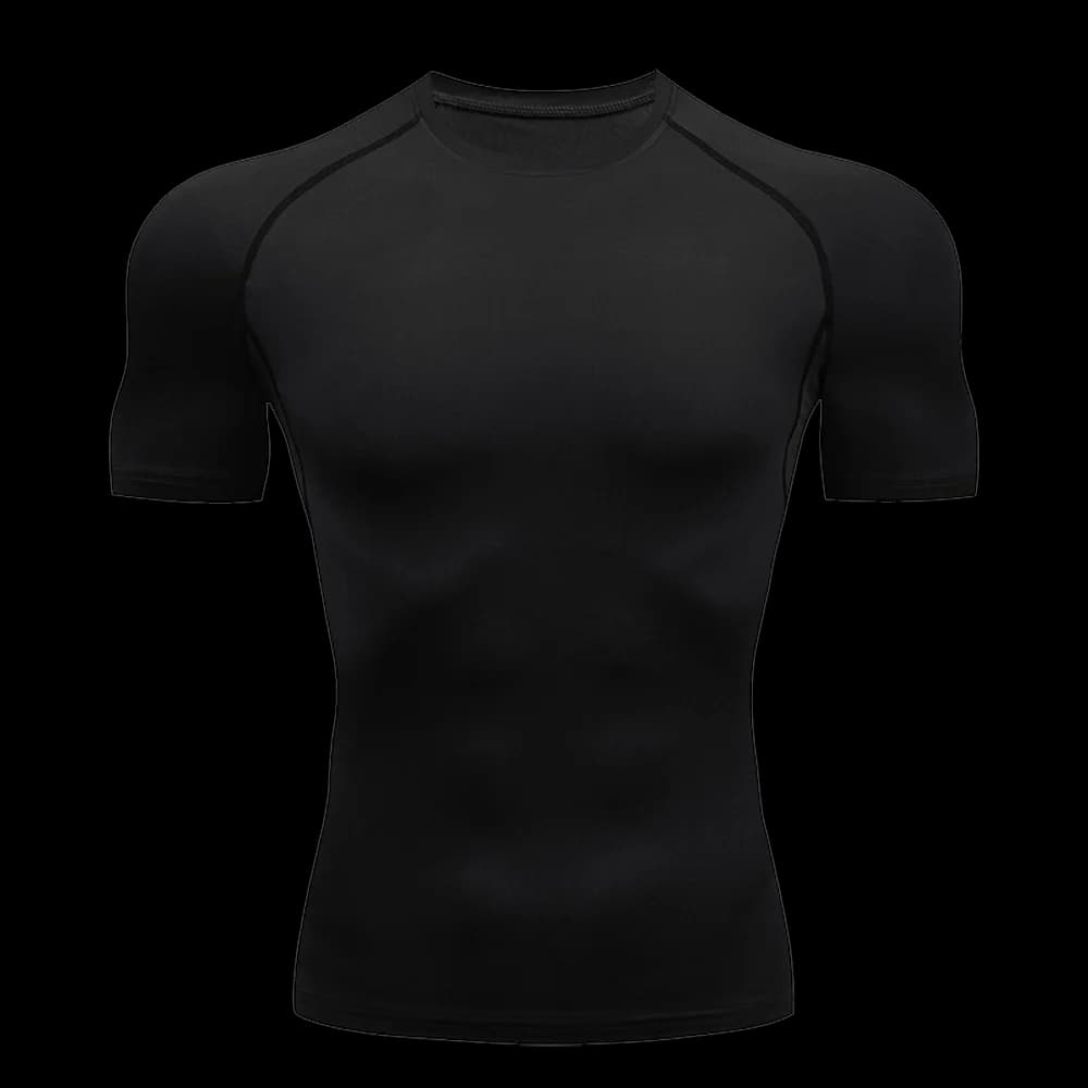 Camiseta masculina de manga curta de cor sólida comprimida secagem rápida respirável terno de treinamento fitness jujitsu rashguard topo ginásio esporte