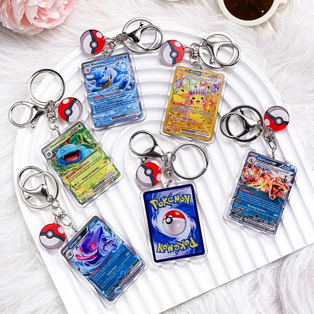 Chaveiro Acrílico de Personagens Pokémon Pikachu Bulbasaur Jigglypuff Acessórios para Mochila Pingente Porta-Chaves Presentes para Amigos
