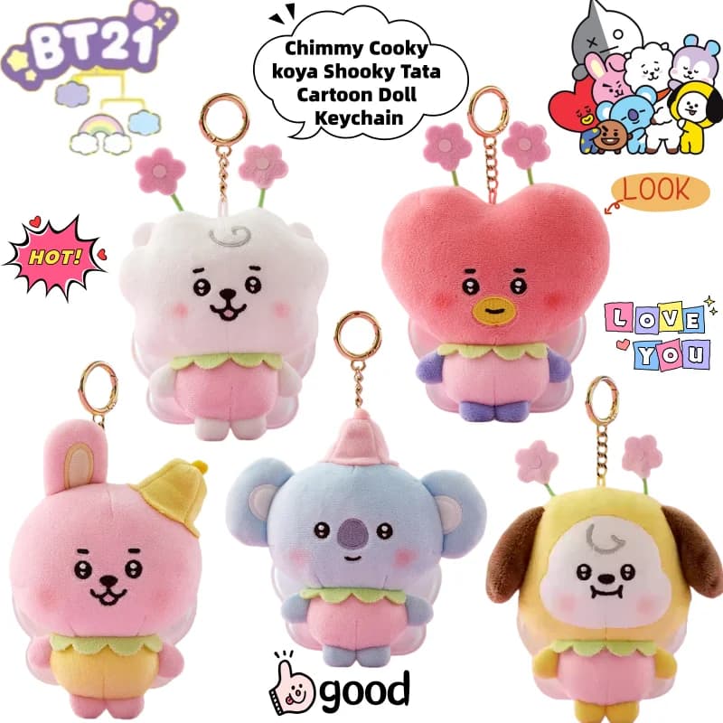Bt21 chimmy cooky koya shooky tata criativo anime periférico dos desenhos animados chaveiro personalidade bonito mochila decorativa boneca pingente