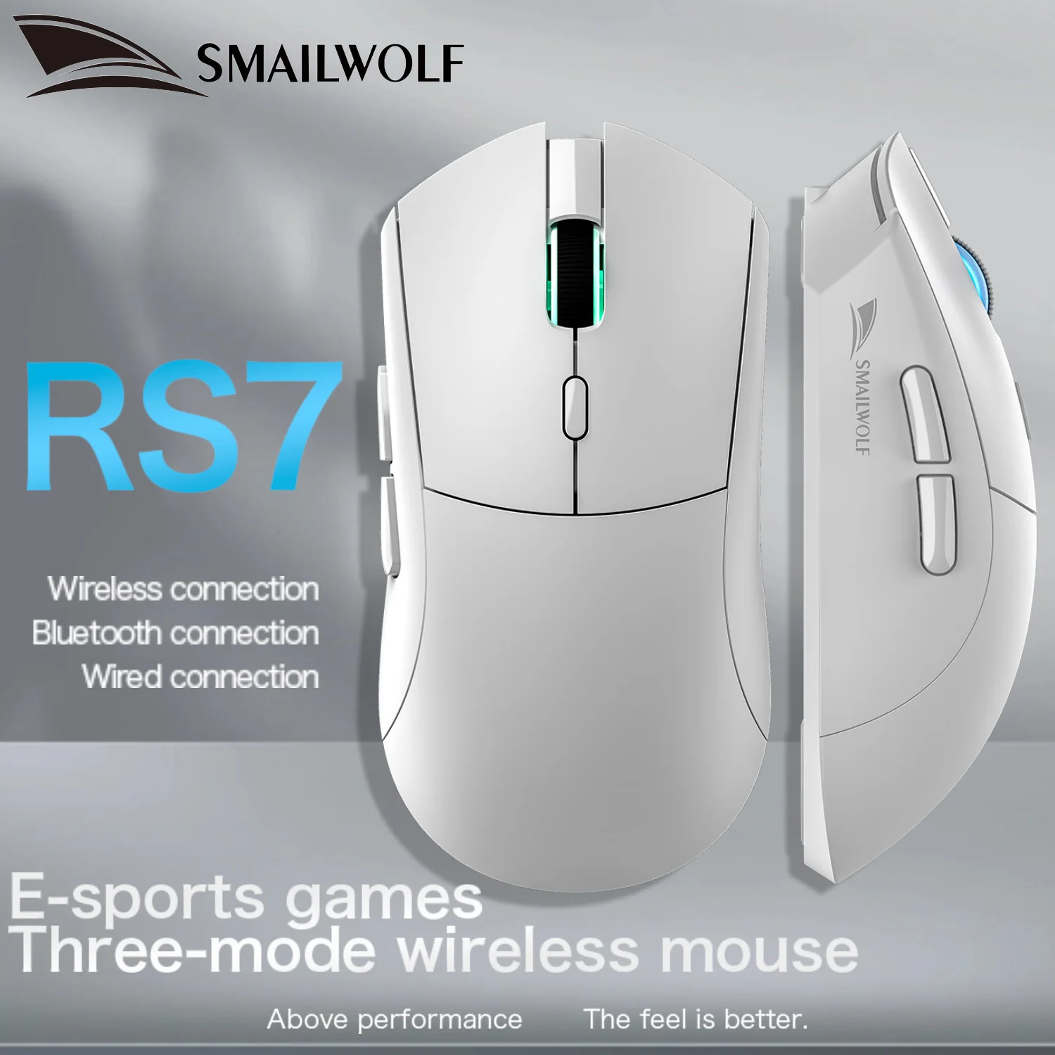 SMAILWOLF RS7 Bluetooth mouse para jogos sem fio PAW3311 macro driver laptop desktop computador jogo de escritório 20000dpi