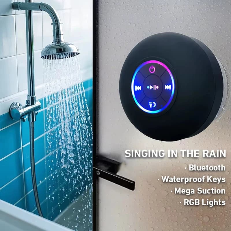 Portátil sem fio bluetooth alto-falante led luz ipx4 à prova dwaterproof água ao ar livre banheiro grande ventosa caixa de som estéreo