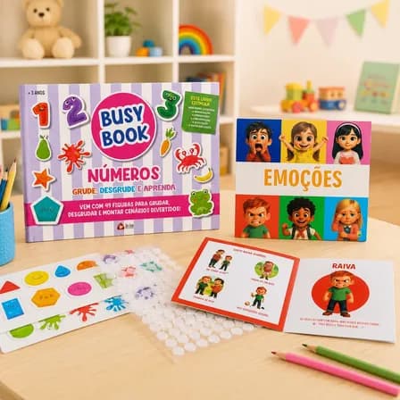Kit Livros Infantil Busy Book Grude Desgrude E Aprenda Divertido Com Imagens Vibrantes Interativo Lúdico
