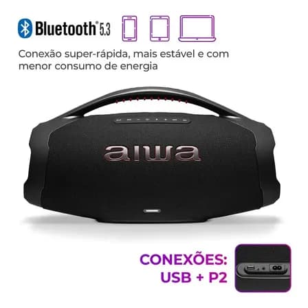 Caixa de Som AIWA Boombox Plus 200W Bivolt AWS-BBS-01-B
